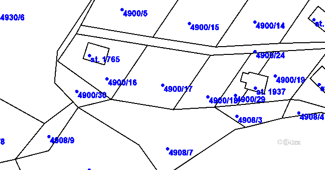 Parcela st. 4900/17 v KÚ Vizovice, Katastrální mapa