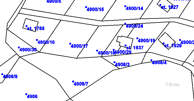 Parcela st. 4900/18 v KÚ Vizovice, Katastrální mapa