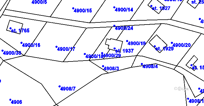 Parcela st. 4900/29 v KÚ Vizovice, Katastrální mapa