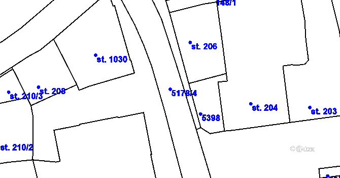 Parcela st. 5178/4 v KÚ Vizovice, Katastrální mapa