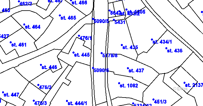 Parcela st. 5178/8 v KÚ Vizovice, Katastrální mapa