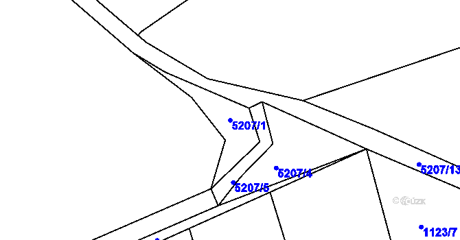 Parcela st. 5207/1 v KÚ Vizovice, Katastrální mapa