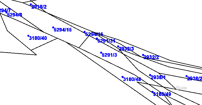 Parcela st. 5291/3 v KÚ Vizovice, Katastrální mapa