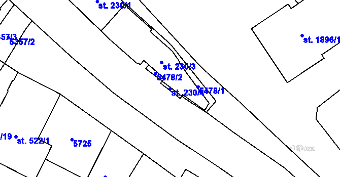 Parcela st. 230/4 v KÚ Vizovice, Katastrální mapa