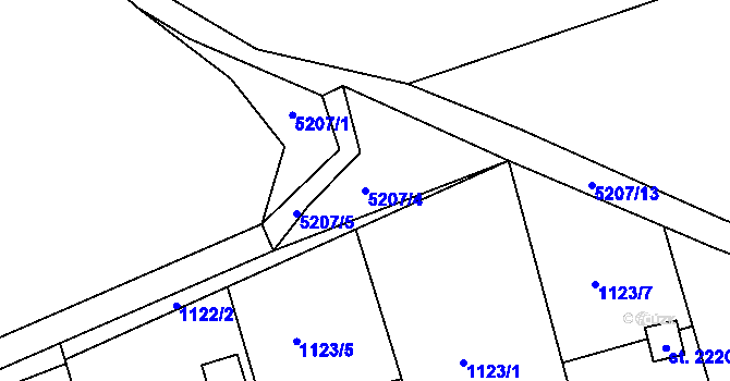 Parcela st. 5207/4 v KÚ Vizovice, Katastrální mapa