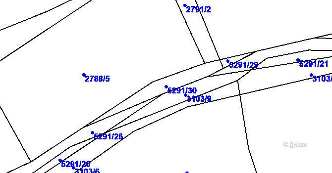 Parcela st. 5291/30 v KÚ Vizovice, Katastrální mapa
