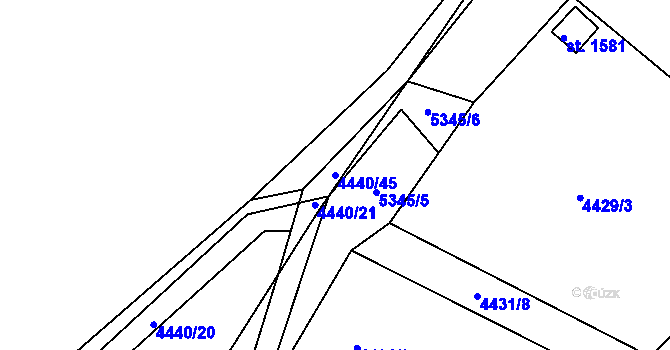 Parcela st. 4440/45 v KÚ Vizovice, Katastrální mapa