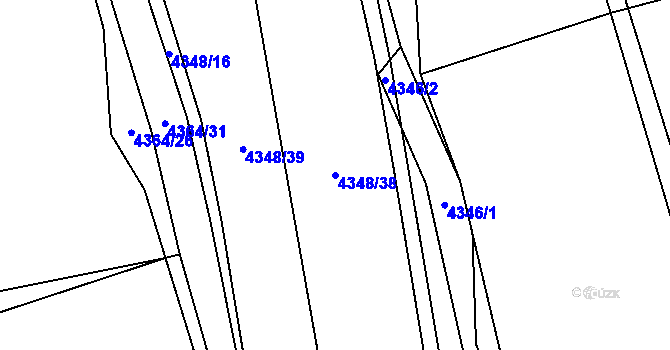 Parcela st. 4348/38 v KÚ Vizovice, Katastrální mapa