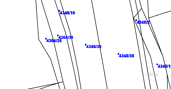 Parcela st. 4348/39 v KÚ Vizovice, Katastrální mapa