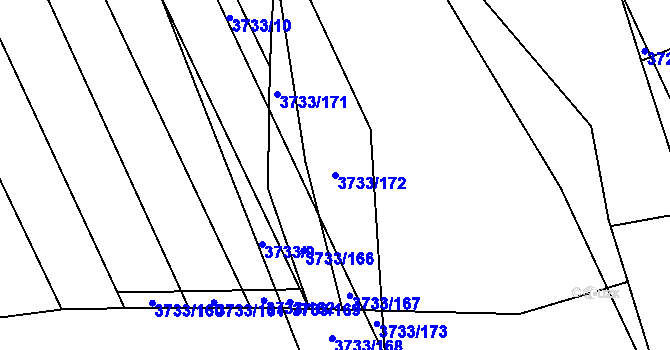 Parcela st. 3733/172 v KÚ Vizovice, Katastrální mapa