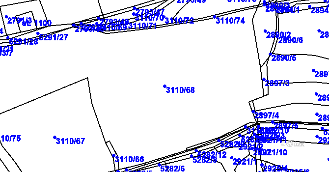 Parcela st. 3110/68 v KÚ Vizovice, Katastrální mapa
