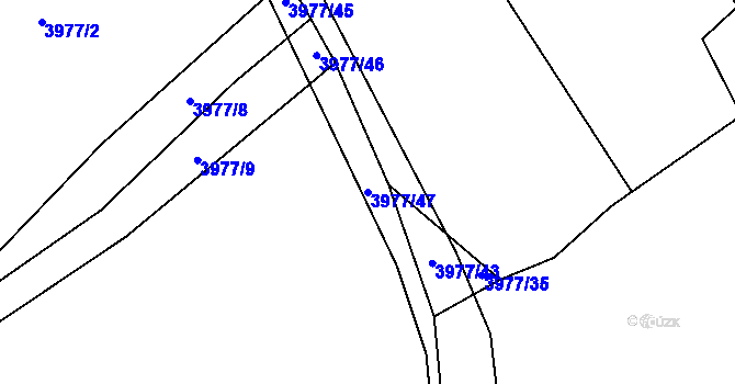 Parcela st. 3977/47 v KÚ Vizovice, Katastrální mapa