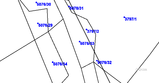 Parcela st. 5076/33 v KÚ Vizovice, Katastrální mapa