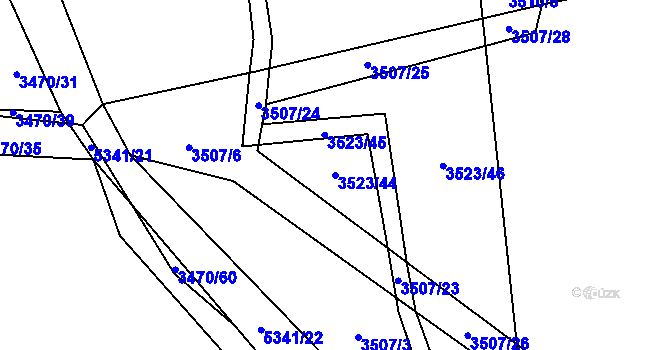 Parcela st. 3523/44 v KÚ Vizovice, Katastrální mapa