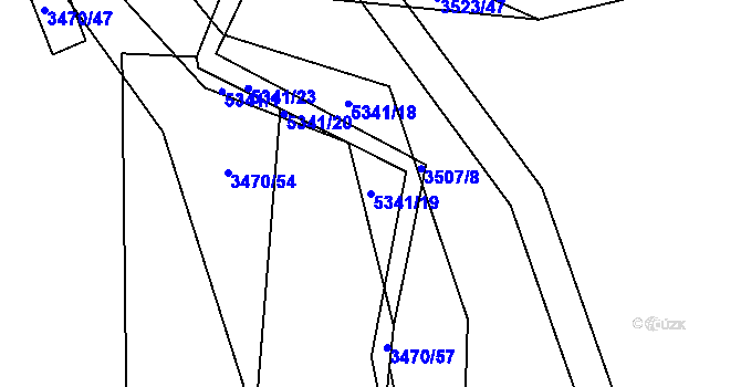 Parcela st. 5341/19 v KÚ Vizovice, Katastrální mapa