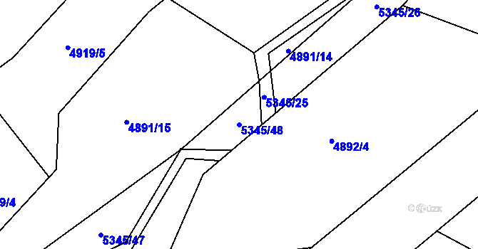 Parcela st. 5345/48 v KÚ Vizovice, Katastrální mapa