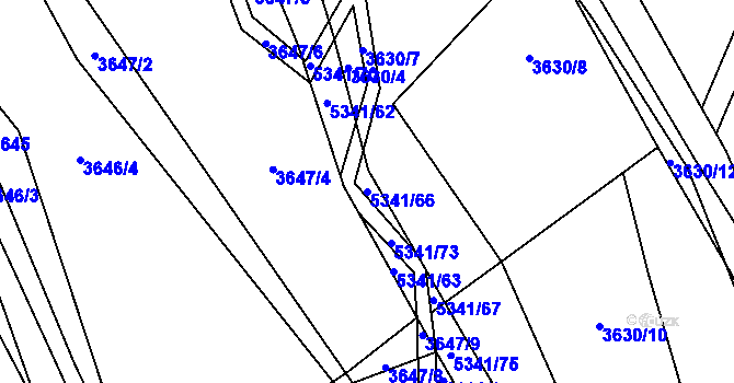Parcela st. 5341/66 v KÚ Vizovice, Katastrální mapa
