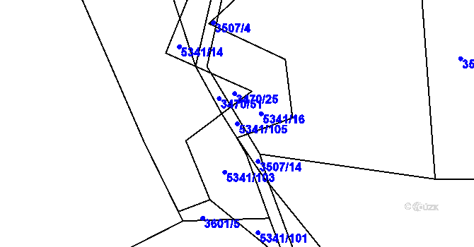 Parcela st. 5341/105 v KÚ Vizovice, Katastrální mapa