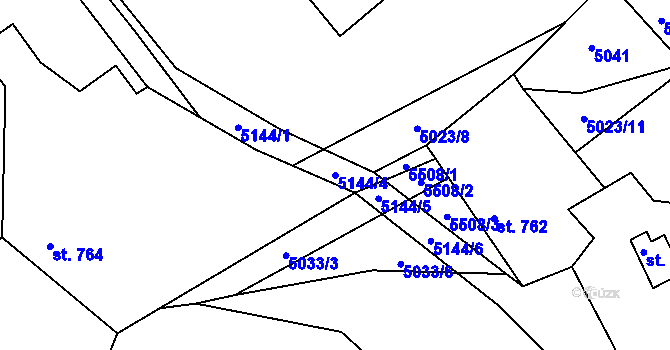 Parcela st. 5144/4 v KÚ Vizovice, Katastrální mapa
