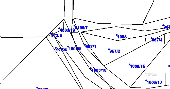 Parcela st. 967/1 v KÚ Vizovice, Katastrální mapa