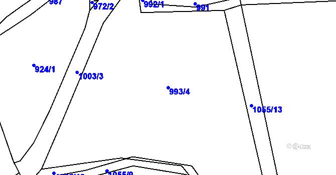 Parcela st. 993/4 v KÚ Vizovice, Katastrální mapa