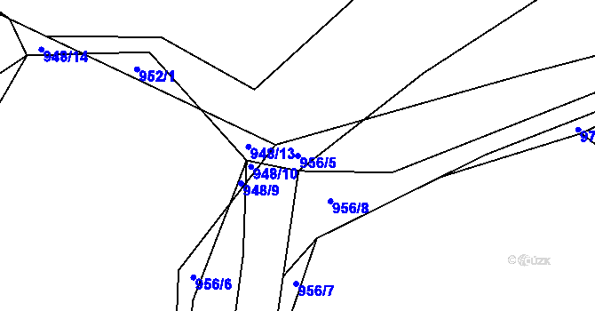 Parcela st. 956/5 v KÚ Vizovice, Katastrální mapa