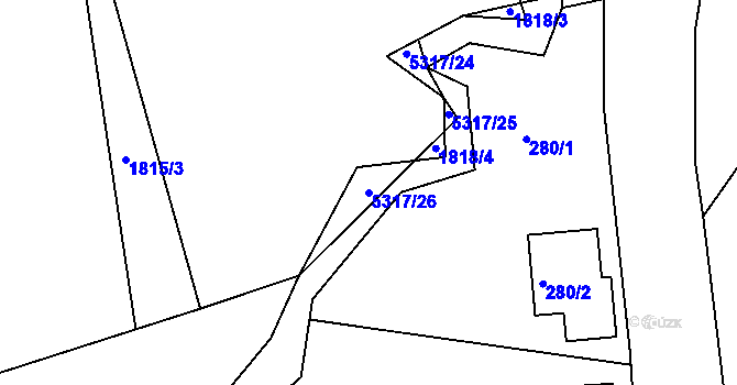 Parcela st. 5317/26 v KÚ Vizovice, Katastrální mapa