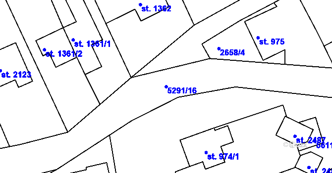 Parcela st. 5291/16 v KÚ Vizovice, Katastrální mapa