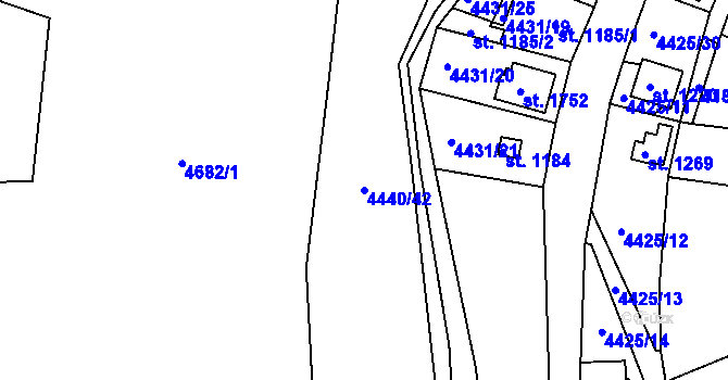 Parcela st. 4440/42 v KÚ Vizovice, Katastrální mapa