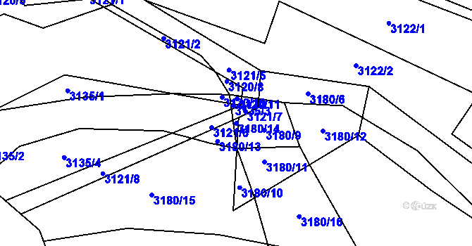 Parcela st. 3180/14 v KÚ Vizovice, Katastrální mapa