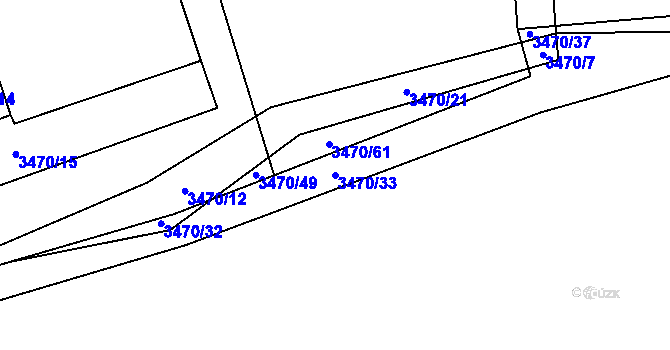 Parcela st. 3470/33 v KÚ Vizovice, Katastrální mapa