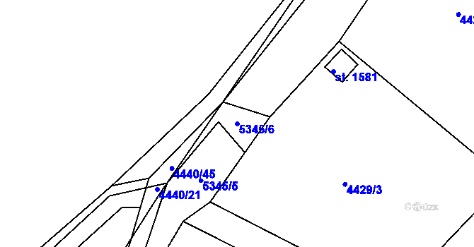 Parcela st. 5345/6 v KÚ Vizovice, Katastrální mapa