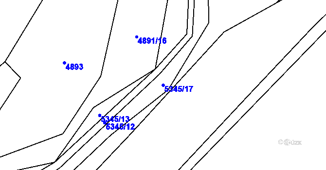 Parcela st. 5345/17 v KÚ Vizovice, Katastrální mapa