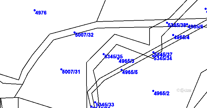 Parcela st. 5345/35 v KÚ Vizovice, Katastrální mapa