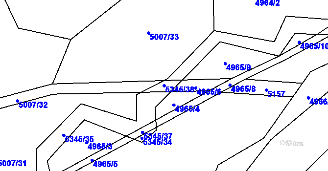 Parcela st. 5345/38 v KÚ Vizovice, Katastrální mapa