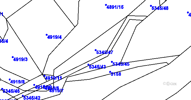 Parcela st. 5345/47 v KÚ Vizovice, Katastrální mapa