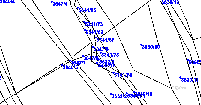Parcela st. 5341/75 v KÚ Vizovice, Katastrální mapa