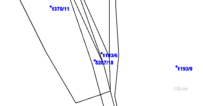 Parcela st. 1193/6 v KÚ Vizovice, Katastrální mapa