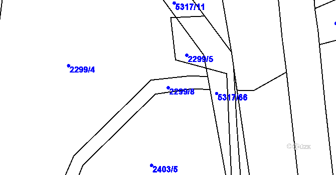 Parcela st. 2299/8 v KÚ Vizovice, Katastrální mapa