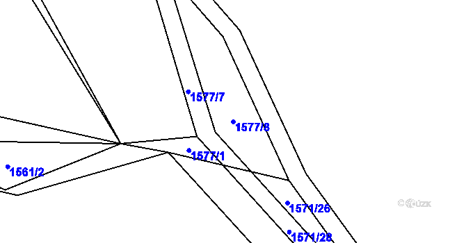 Parcela st. 1577/8 v KÚ Vizovice, Katastrální mapa