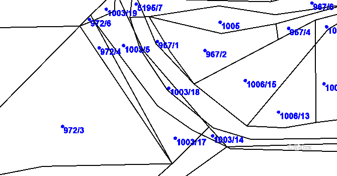 Parcela st. 1003/18 v KÚ Vizovice, Katastrální mapa