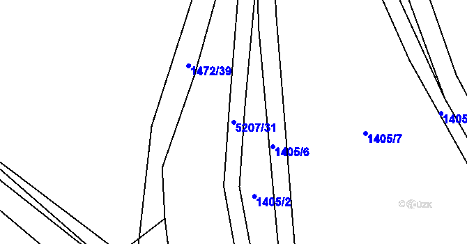 Parcela st. 5207/31 v KÚ Vizovice, Katastrální mapa