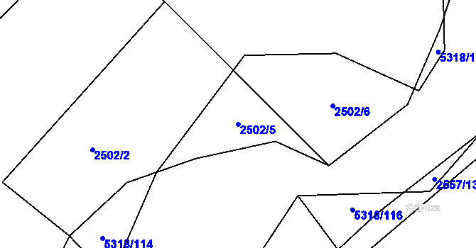 Parcela st. 2502/5 v KÚ Vizovice, Katastrální mapa