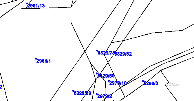 Parcela st. 5329/73 v KÚ Vizovice, Katastrální mapa
