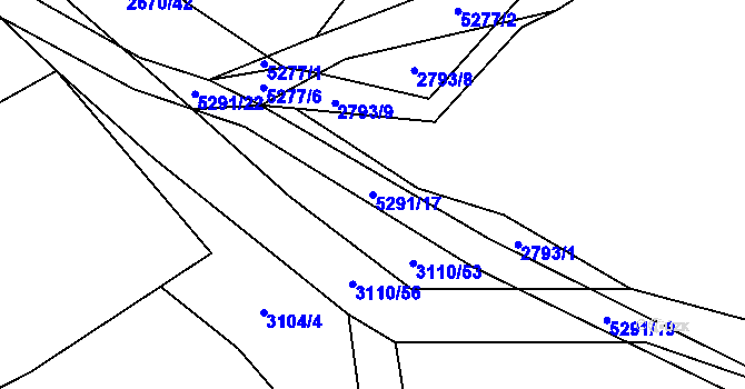 Parcela st. 5291/17 v KÚ Vizovice, Katastrální mapa