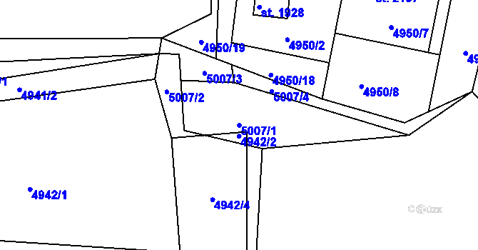 Parcela st. 5007/1 v KÚ Vizovice, Katastrální mapa