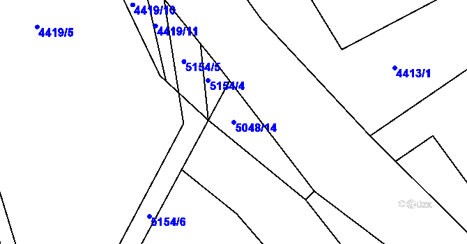 Parcela st. 5048/14 v KÚ Vizovice, Katastrální mapa