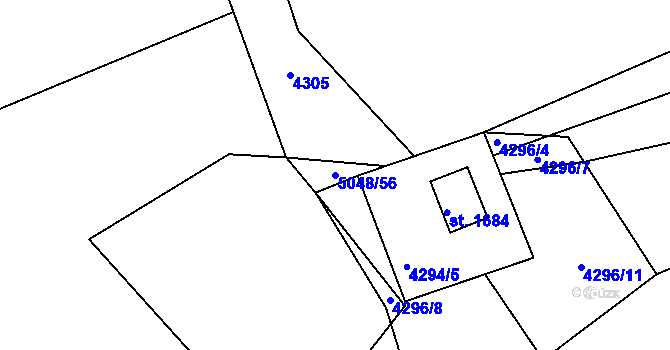 Parcela st. 5048/56 v KÚ Vizovice, Katastrální mapa