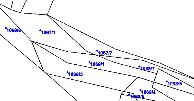Parcela st. 1067/7 v KÚ Vizovice, Katastrální mapa
