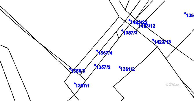 Parcela st. 1357/4 v KÚ Vizovice, Katastrální mapa